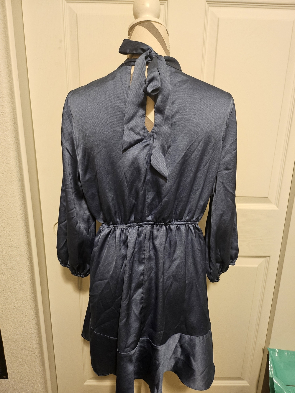 Vici Slate Gray Long Sleeve Ruffle Hem Dress - Picture 3 of 9